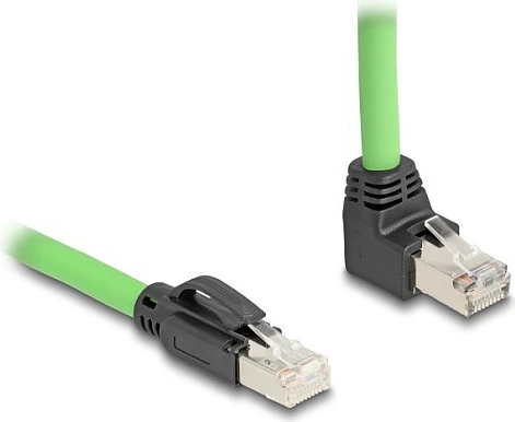 Kabllo rrjeti DeLOCK Cat6a RJ45 5m, njëra anë e kënduar, SF/UTP, e gjelbër/zezë
