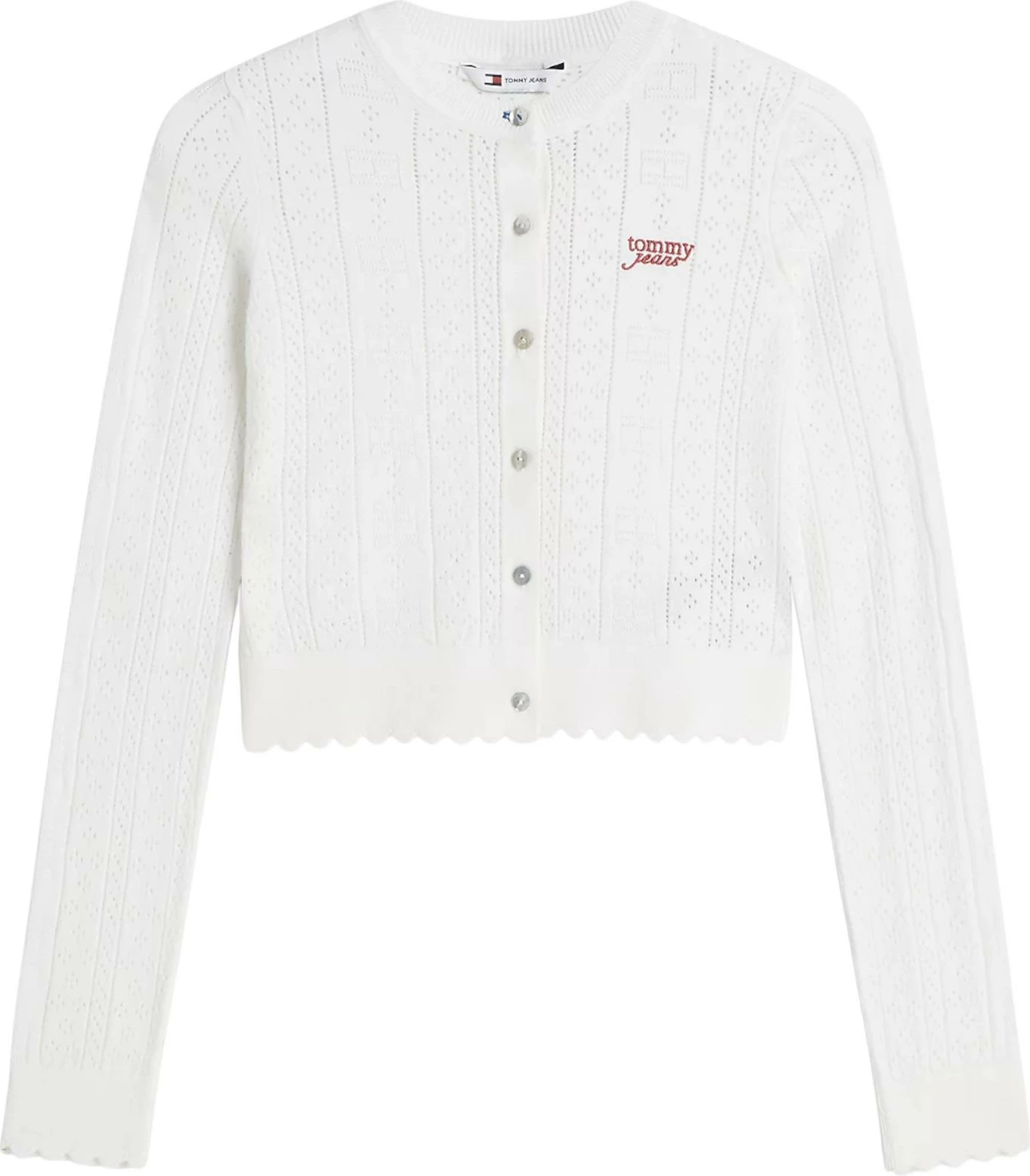 Kardigan i thurur Tommy Hilfiger Jeans DW0DW22931 për femra, i bardhë [Madhësia: S]