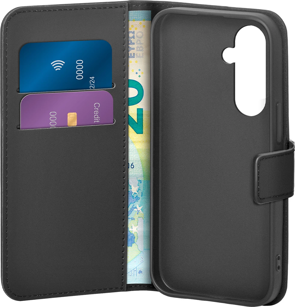 Mbështjellës Puro Booklet Case me flip dhe portofol për Samsung Galaxy S25, e zezë