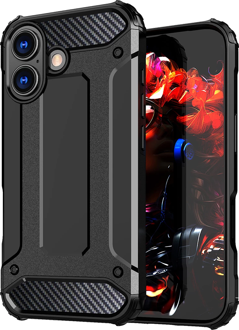 Mbështjellës Hurtel Hybrid Armor për iPhone 17, i zi