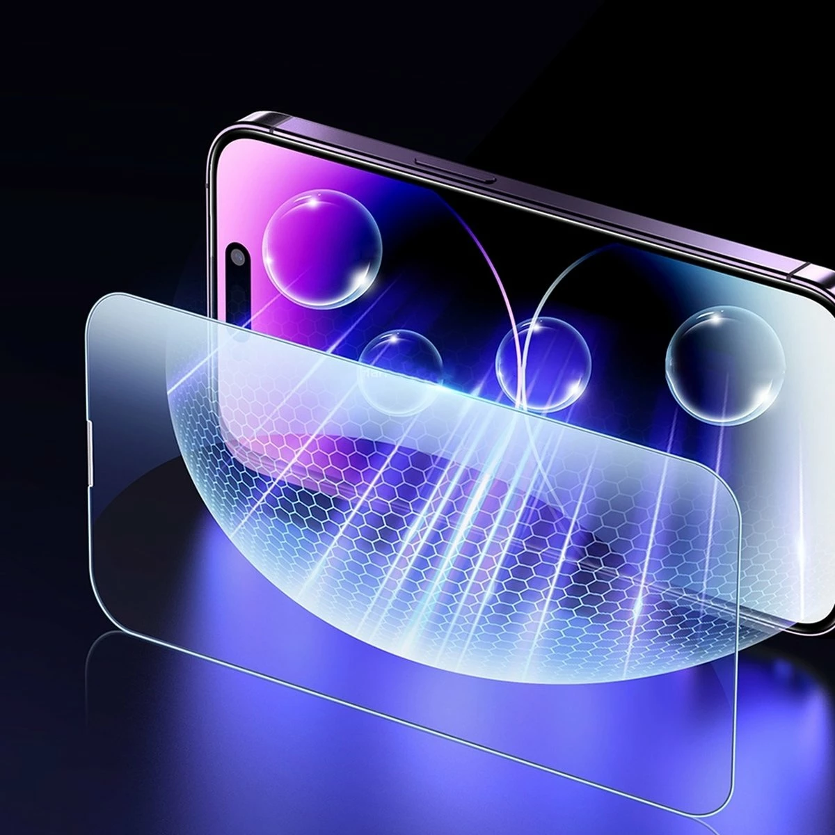 Mbështjellës xhami Baseus për iPhone 14 Pro, 0.3mm, me filtër kundër dritës blu, Transparent