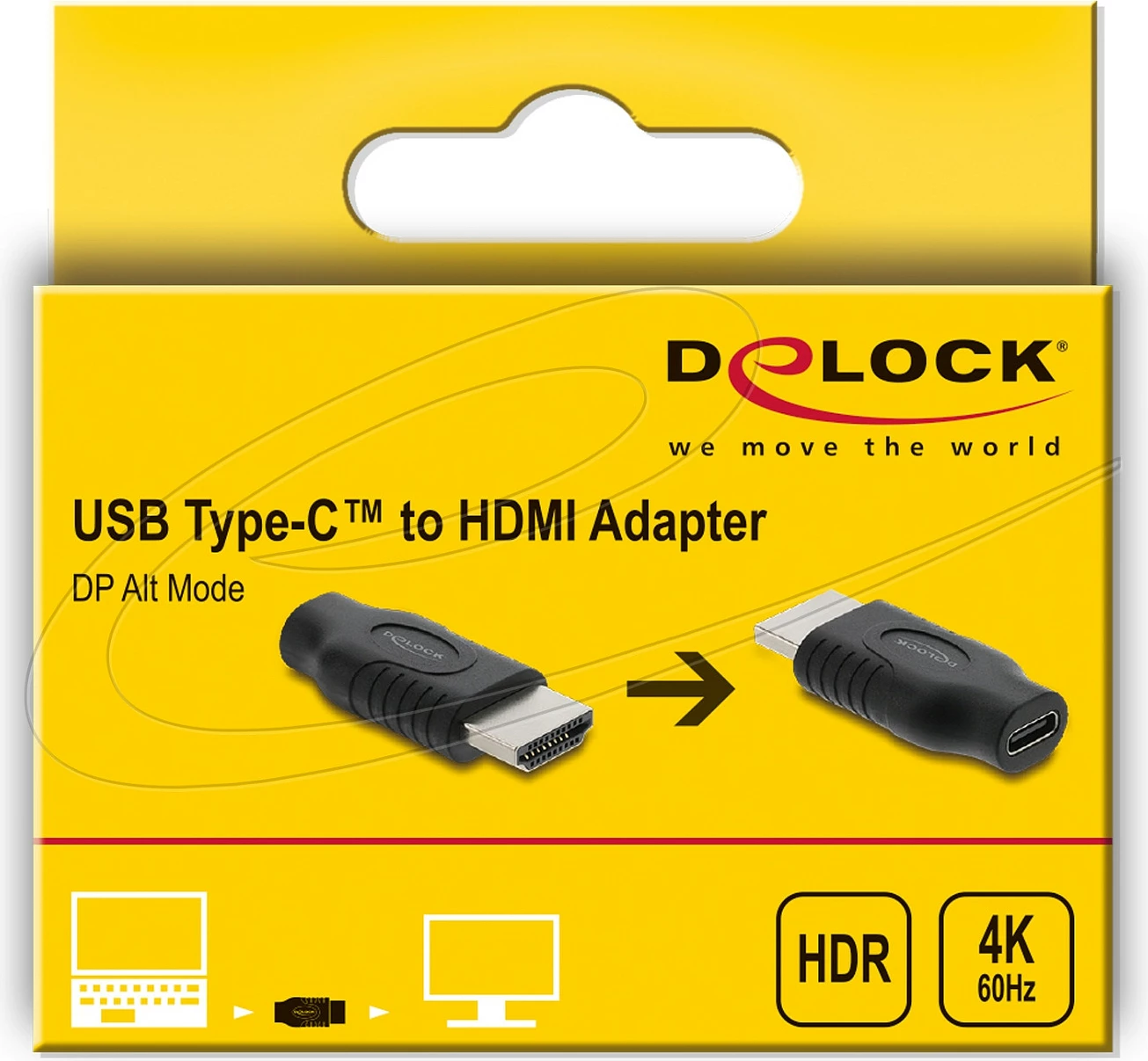 Adapter DeLOCK 61075, USB-C në HDMI, 4K@60Hz, i zi