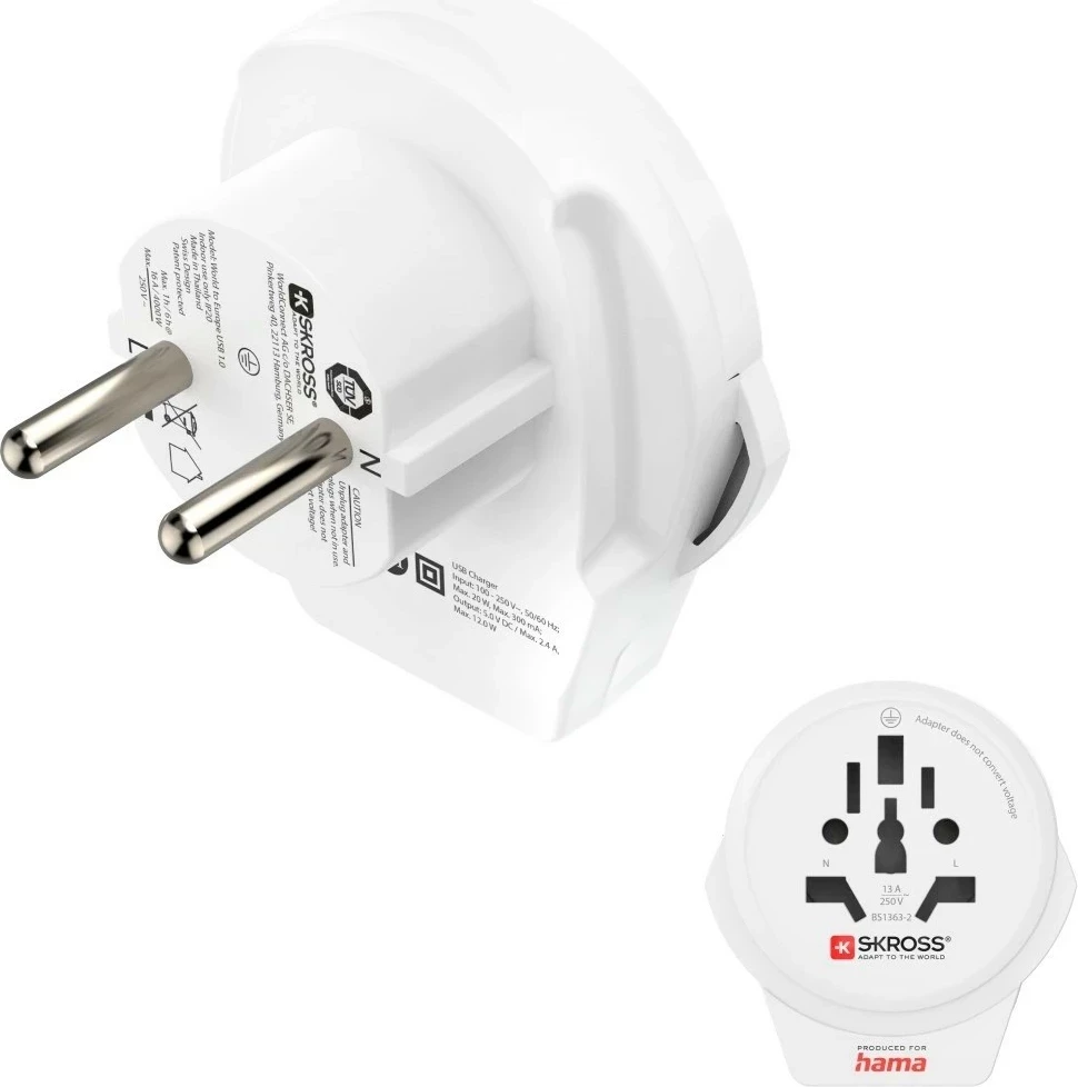Adapter Hama World Travel USB, bardhë