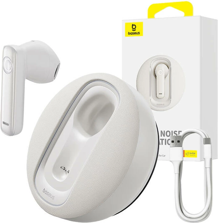 Kufje wireless Baseus CM10, Bluetooth 5.3, me karikim diellor, e bardhë