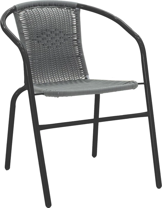 Tavolinë me karrige për terasë Vergo-Obbi, metal i zi, Φ60x70cm