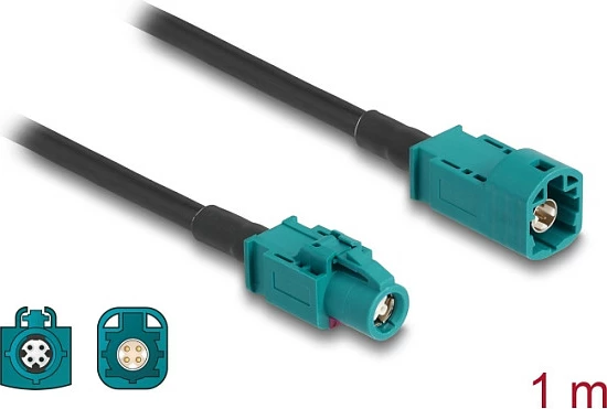 Kabllo DeLOCK 90679 HSD Z mashkull në HSD Z femër, 1 m, 100Ω, 0–6 GHz, zi/kaltër