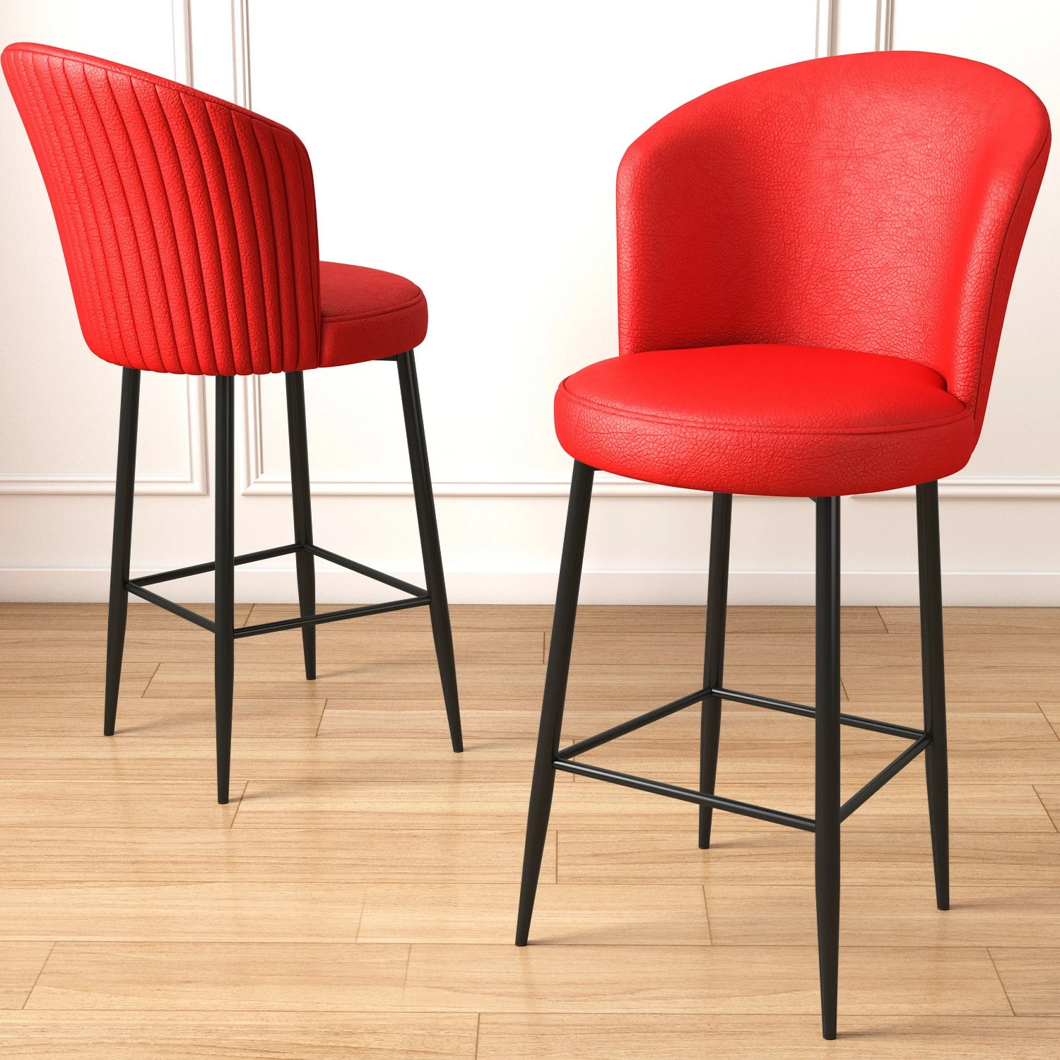 Set karrigesh për bar (4 copë), Hanah Home, Uras, e kuqe, e zezë