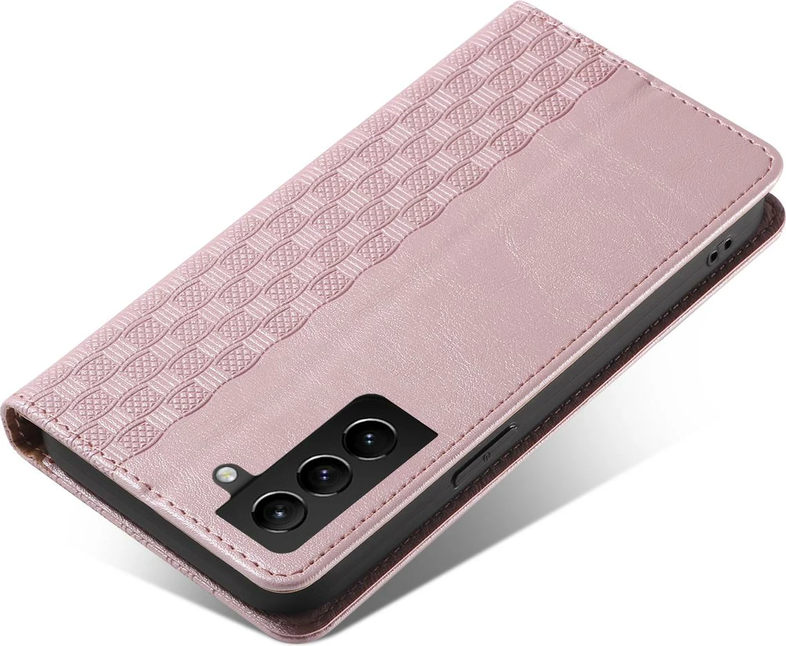 Mbështjellës Hurtel Magnet Strap Case për Samsung Galaxy S22+, me portofol dhe litar dore, Rozë