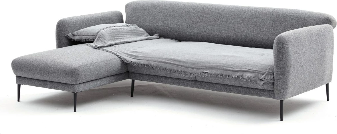 Kënd-sofë Venus L, ngjyrë gri, shndërrohet në krevat