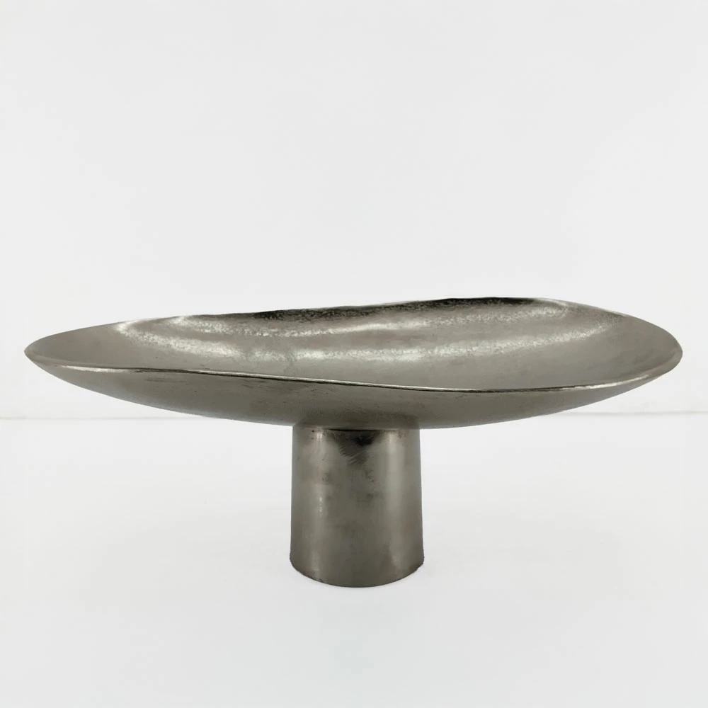 Pjatë dekorative Dune, alumin, ngjyrë argjendi-nikel, 46x26x18cm