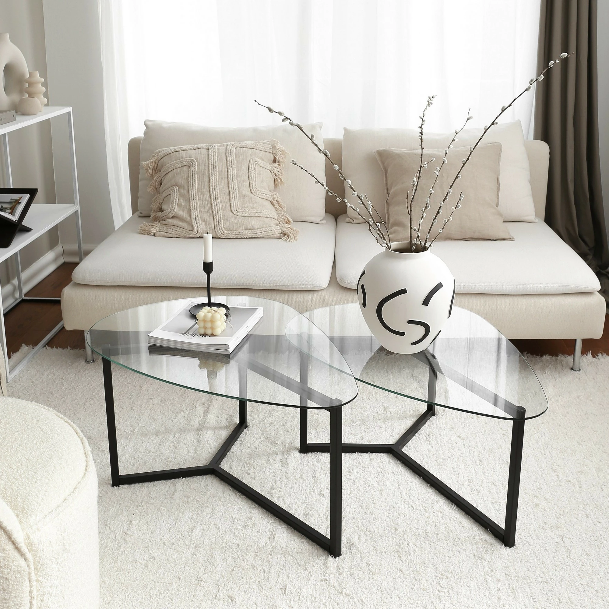 Set tavolinash kafeje Hanah Home, Bellisimo, e zezë mat