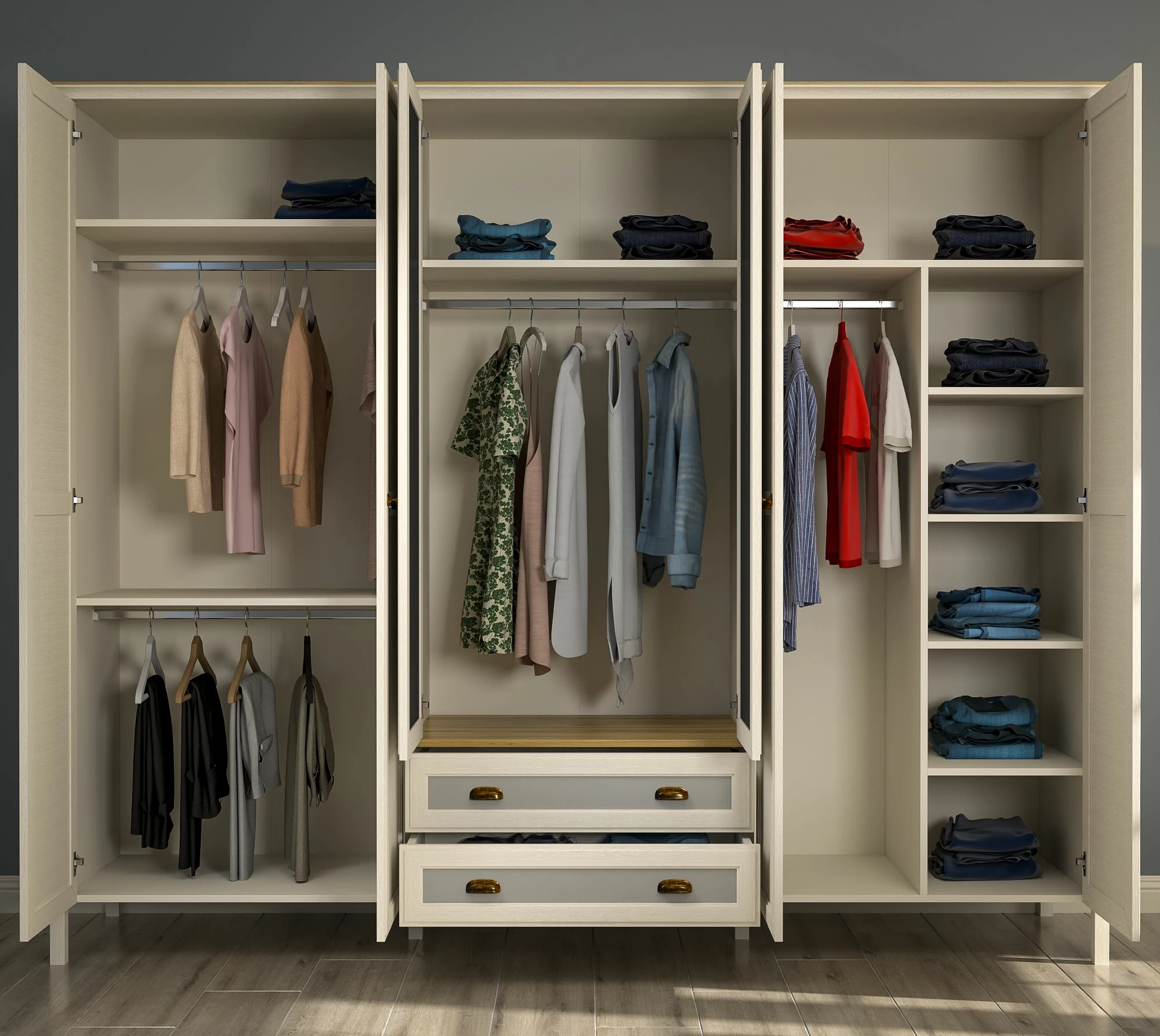 Dollap rrobash Skye Decor, krem, lis, gri, FRN-21007