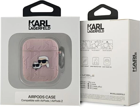 Mbështjellës Karl Lagerfeld Karl & Choupette Head për AirPods 1/2, Rozë