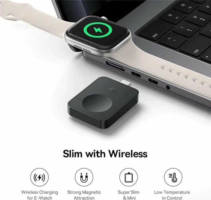 Karikues pa tela Baseus MagPro 2.5W magnetik për Apple Watch, i zi