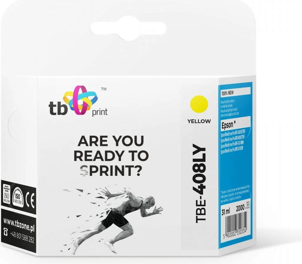 Kartush boje, TB Print, TBE-408LY zëvendësues për Epson T09K4 C13T09K44010, 31 ml, 2000 faqe, me çip, e verdhë
