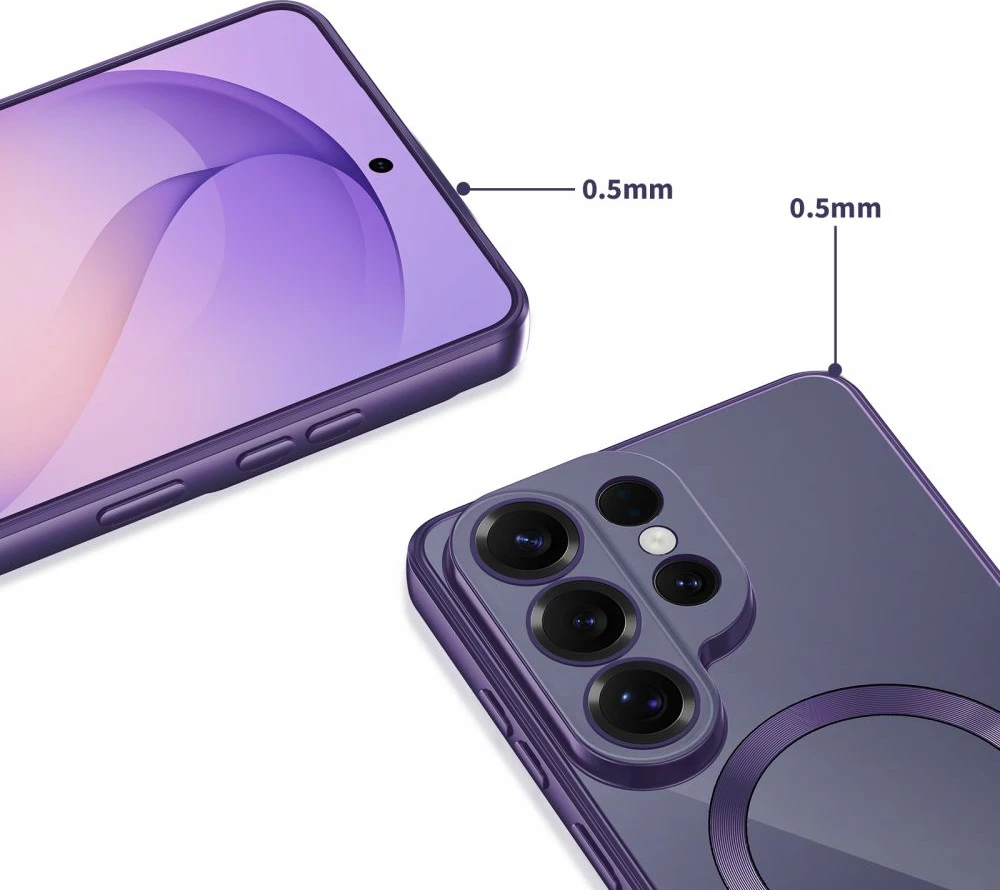 Mbështjellës Tech-Protect MagFlex MagSafe për Samsung Galaxy S26 Ultra, TPU fleksibël, unazë magnetike, transparent, vjollcë