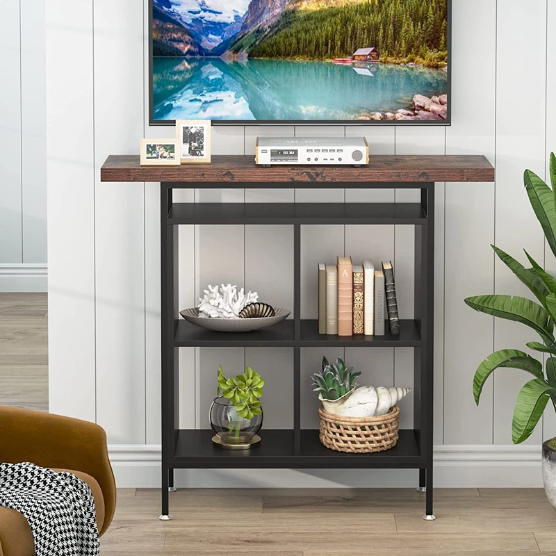 Tavolinë bar Stolik, ngjyrë arre e zezë, 100x35x110cm