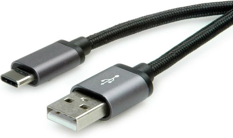 Kabllo USB ROLINE 11029027, USB-A në USB-C, 0.8 m, USB 2.0, e zezë