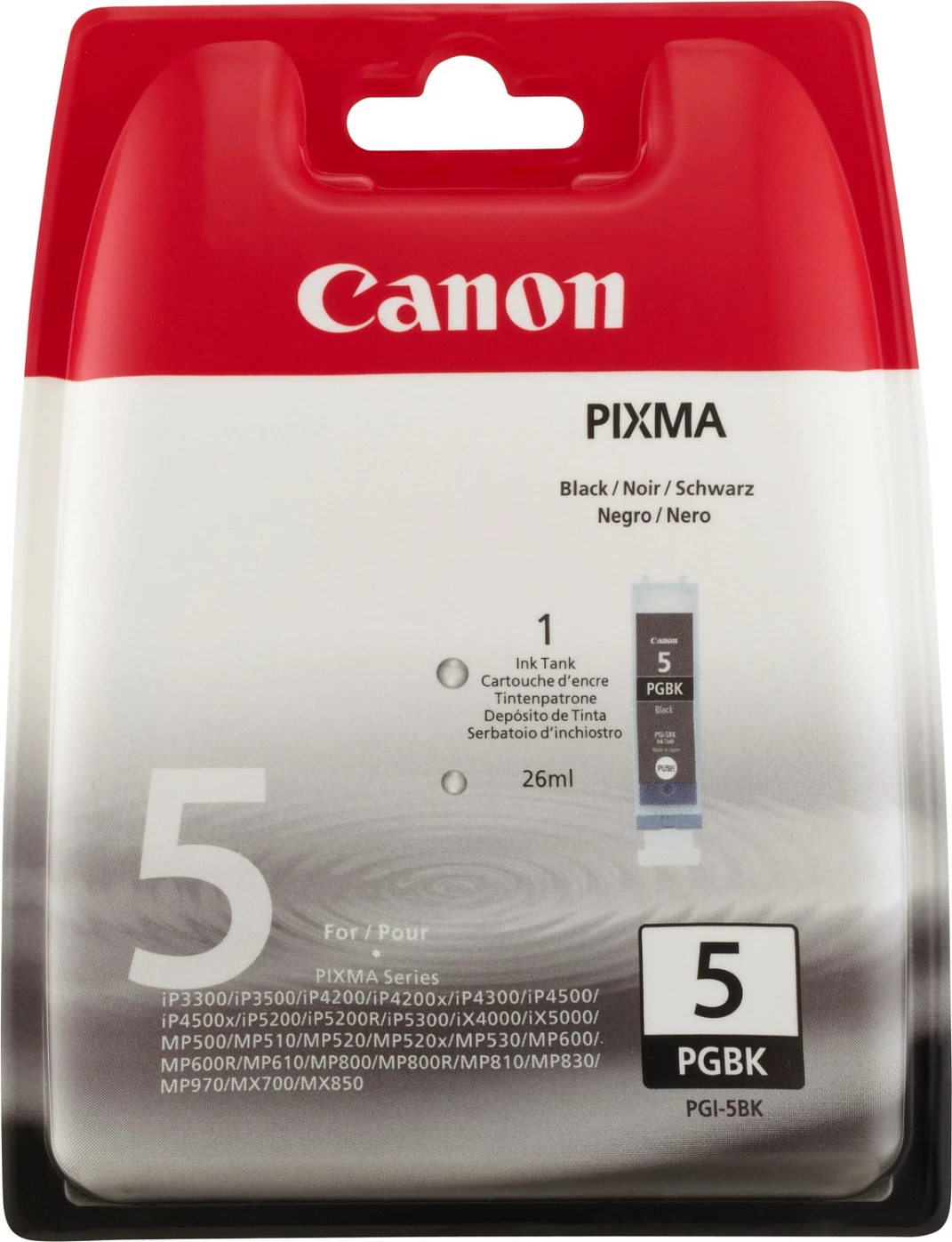 Kartrix boje Canon PGI-5BK (PGBK), Standard Yield, 26ml, e zezë