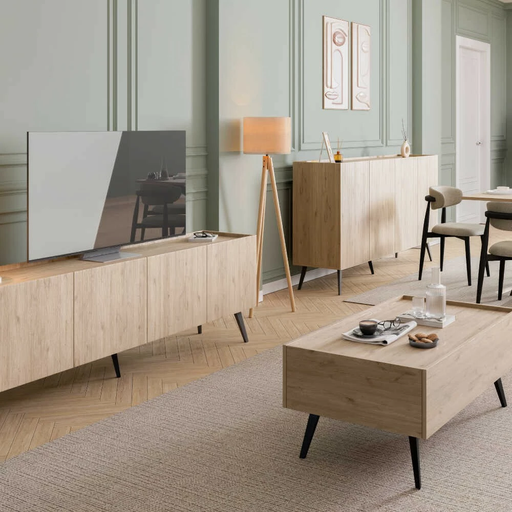 Komodë për TV, ngjyrë lisi, Hanah Home, Tvc-740-Ff-1