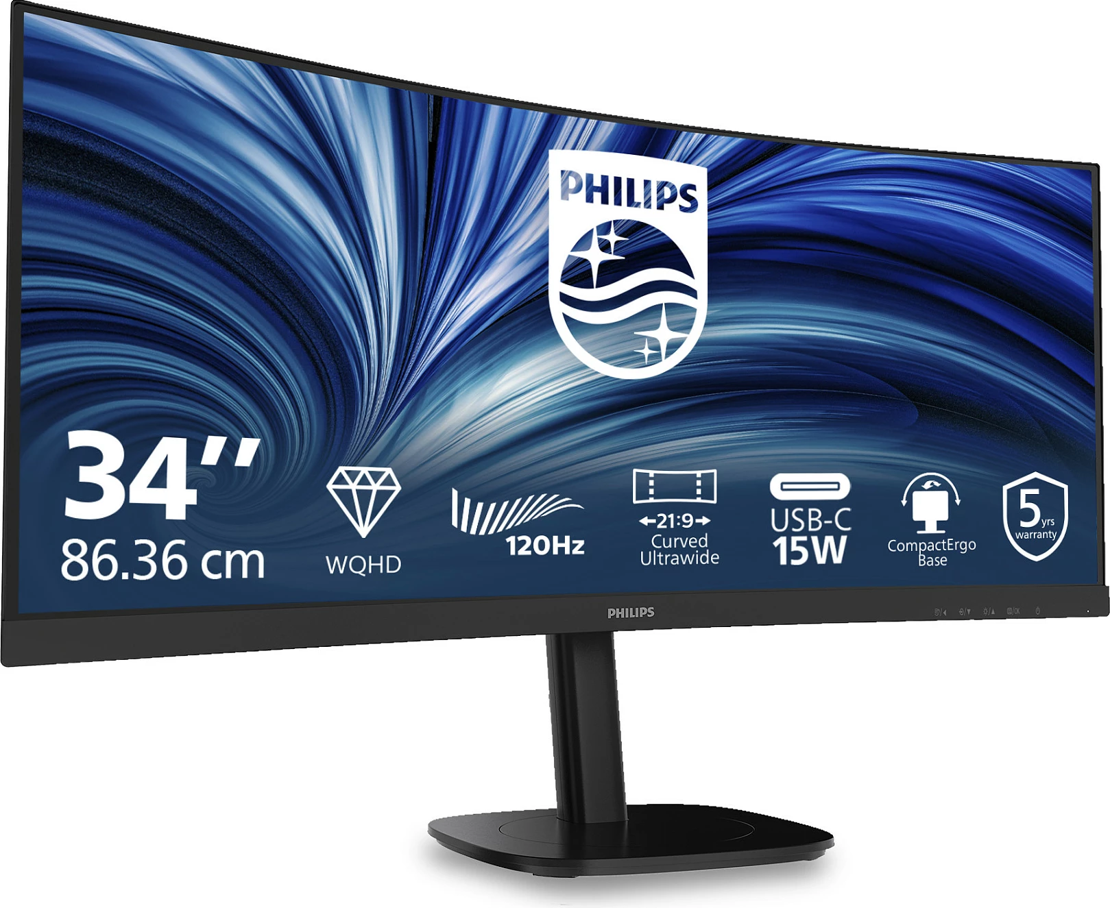 Monitor Philips 34B2N3500C, 34", WQHD 3440x1440, 21:9, VA, 120Hz, HDR, USB Hub, Altoparlantë, i zi