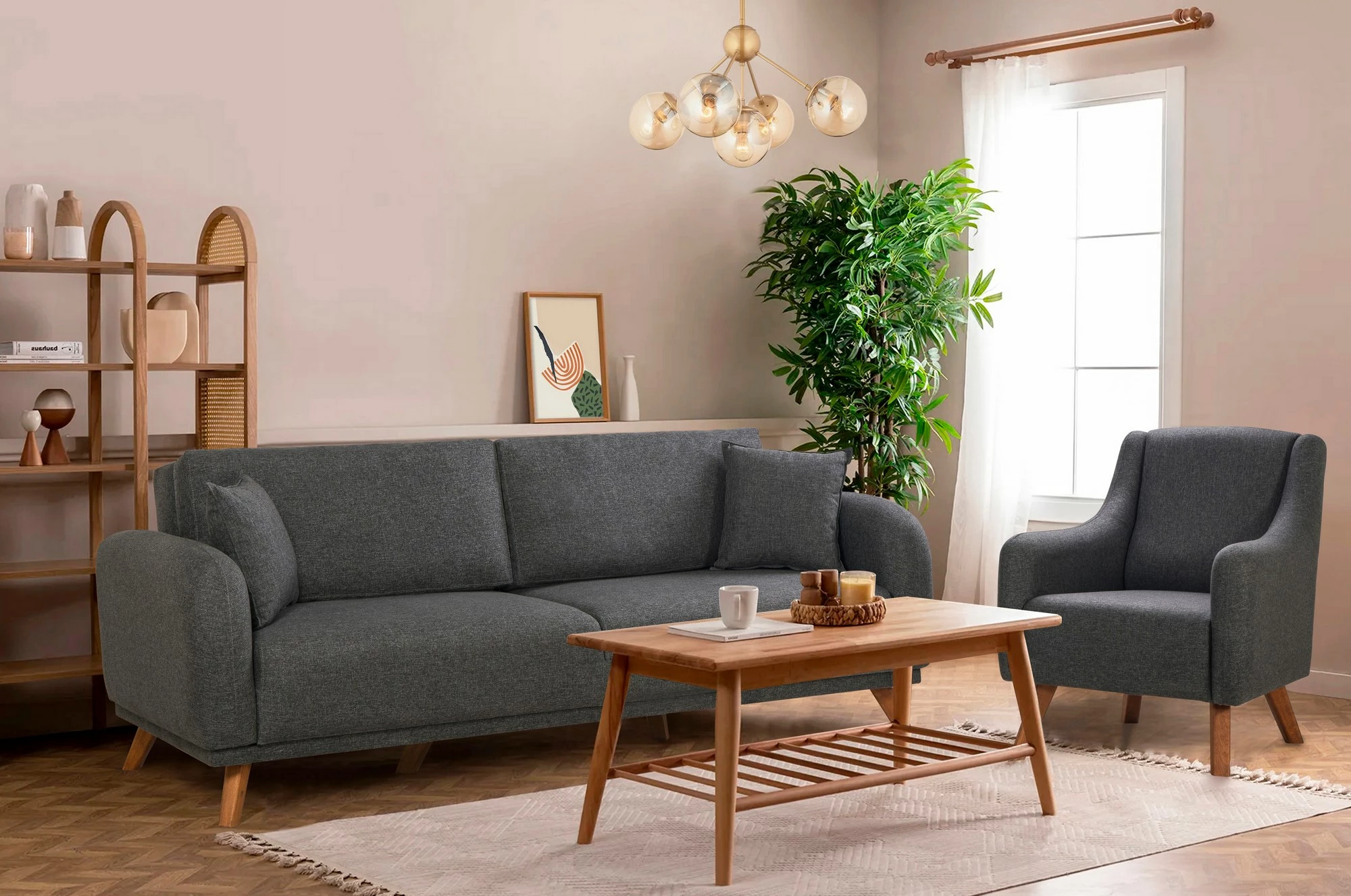 Set divan-krevat Atelier del Sofa, Hera, antracit