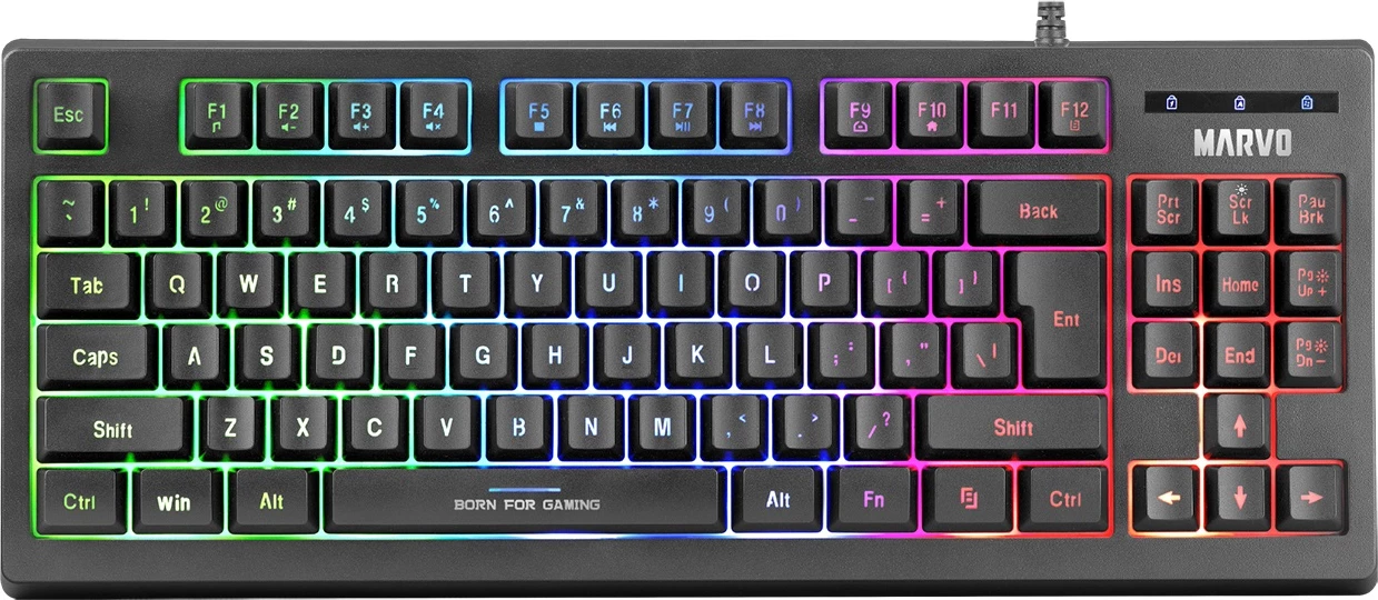 Tastierë gaming Marvo K607, RGB, me kabllo, 87 taste, e zezë