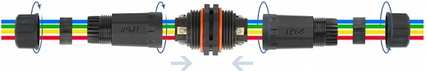 Lidhës kabllo DeLOCK 4-pin IP68 i papërshkueshëm nga uji, për jashtë, Ø 4.5–7.5 mm, i zi
