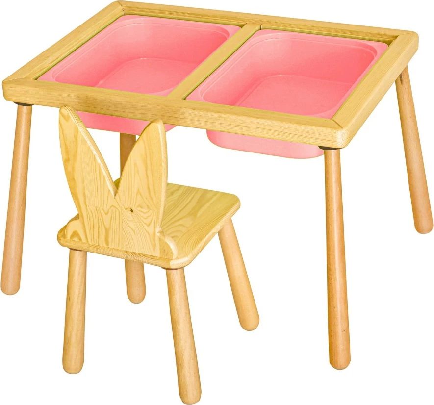 Set tavoline me karrige për fëmijë, ngjyrë rozë, Skye Decor