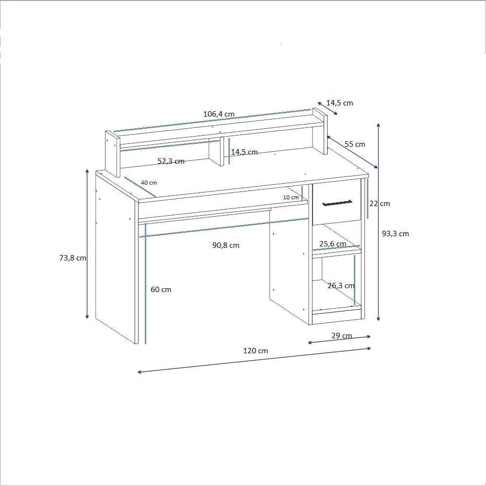 Tavolinë pune Eslem, ngjyrë antracit, Hanah Home