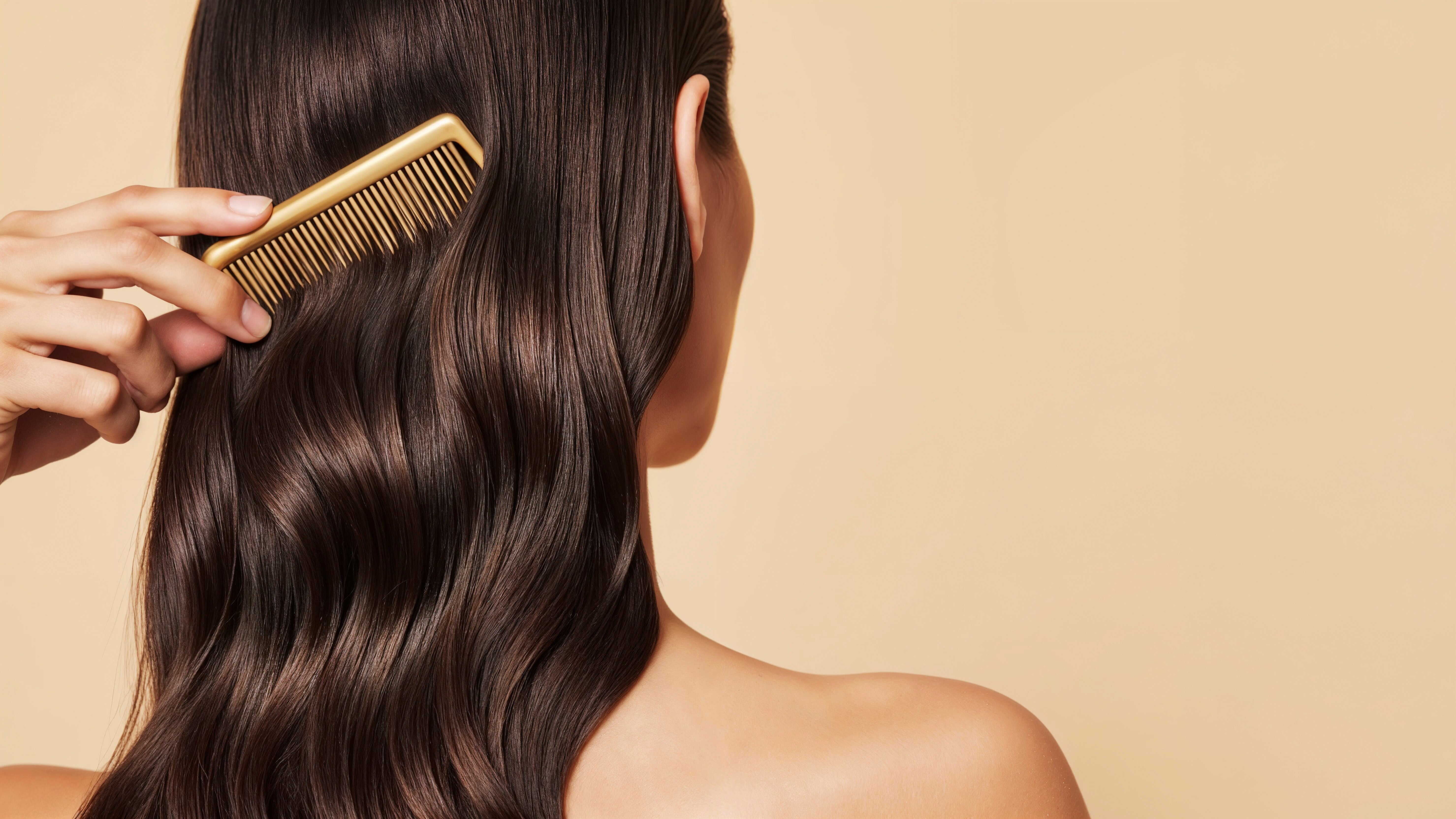 woman-combing-her-beautiful-brown-hair