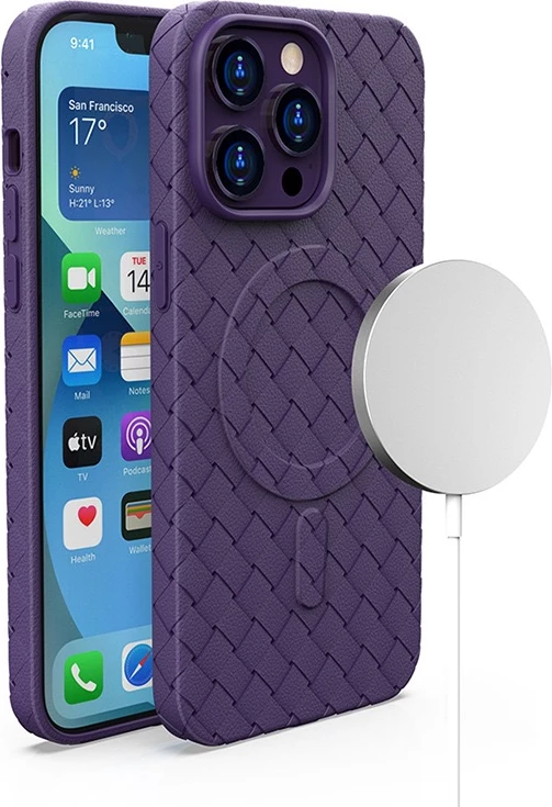 Mbështjellës Hurtel Woven Case për iPhone 14 Pro, MagSafe, vjollcë