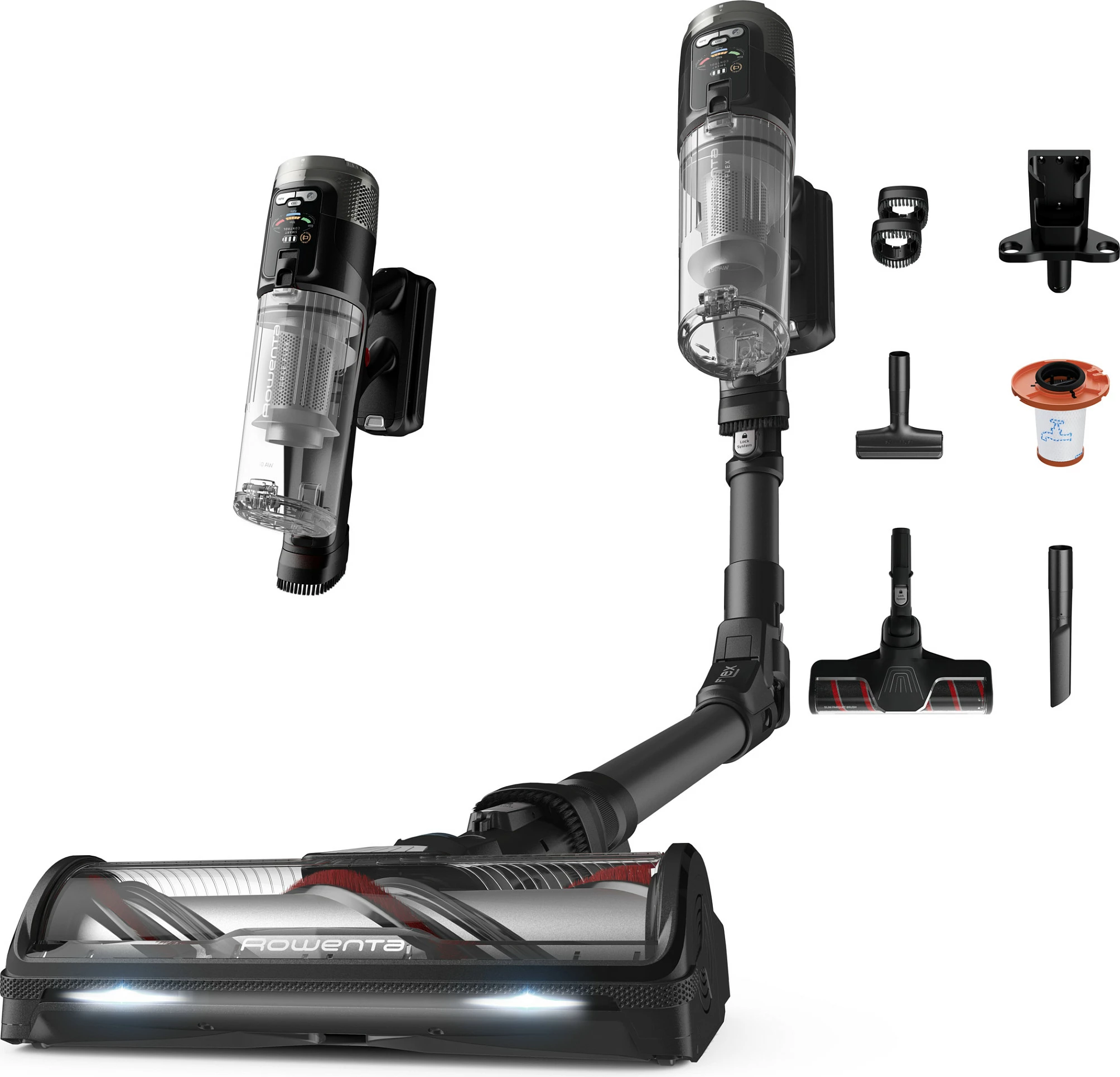 Fshesë pa kabllo Rowenta X-Force Flex 12.60 Neo RH9L55, 25.9V, pa qese, 0.65L, zezë/kuqe