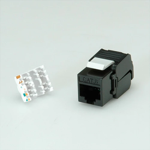Keystone jack ROLINE Cat.6/Class E RJ-45, UTP pa mburojë, toolless, i zi