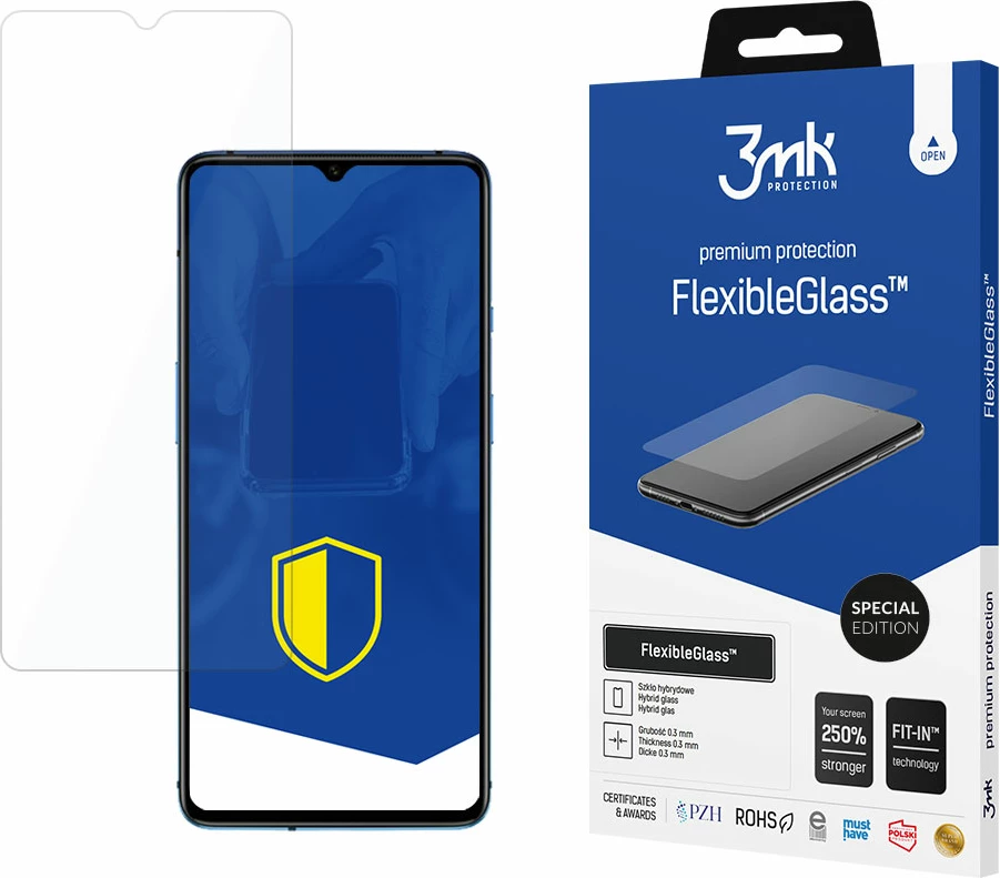 xham hibrid mbrojtës 3mk Protection FlexibleGlass Special Edition për OnePlus 7T, 7H, rritje qëndrueshmërie 250%, shtresë antibakteriale, transparent