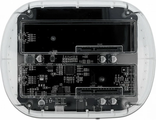 Docking station DeLOCK USB-C për 2x SATA HDD/SSD 2.5/3.5", USB 3.2 Gen 1, transparente