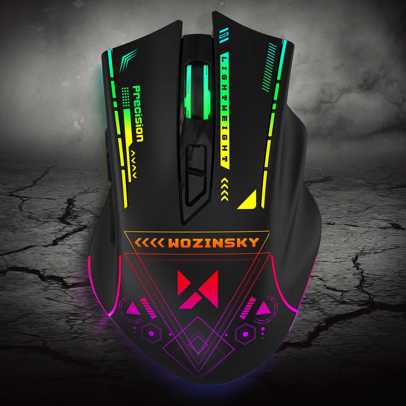 Maus pa kabëll, Wozinsky WMGB-3200, optik 3200 DPI, 2.4 GHz, 7 butona, bateri e rikarikueshme 400 mAh, RGB, USB-C, i zi