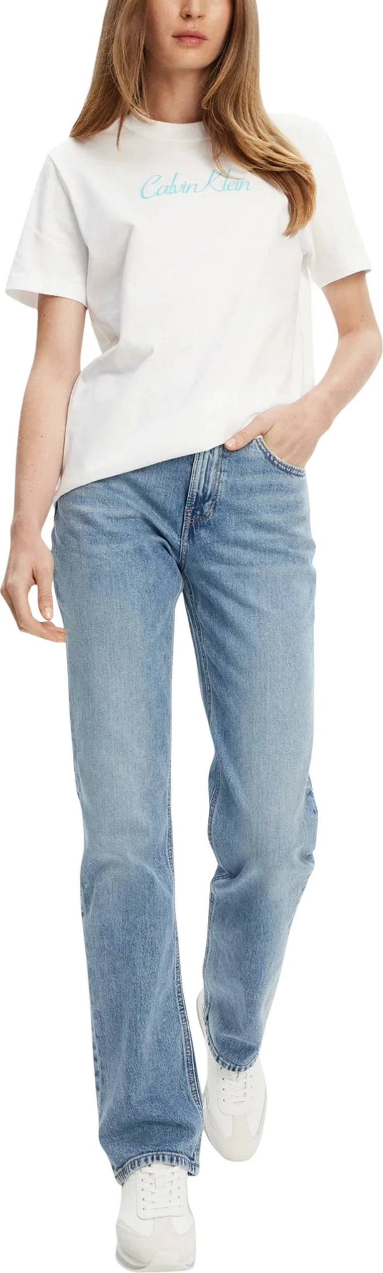 Xhinse për femra Calvin Klein Jeans High Rise Straight N LV047B914G, blu denim e çelët [Madhësia: W29]