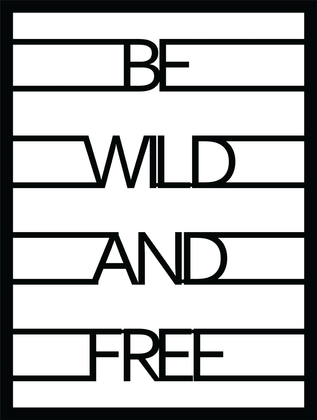 Aksesor dekorativ metalik për mur, Wallity, Be Wild And Free, ngjyrë e zezë, 40x52cm