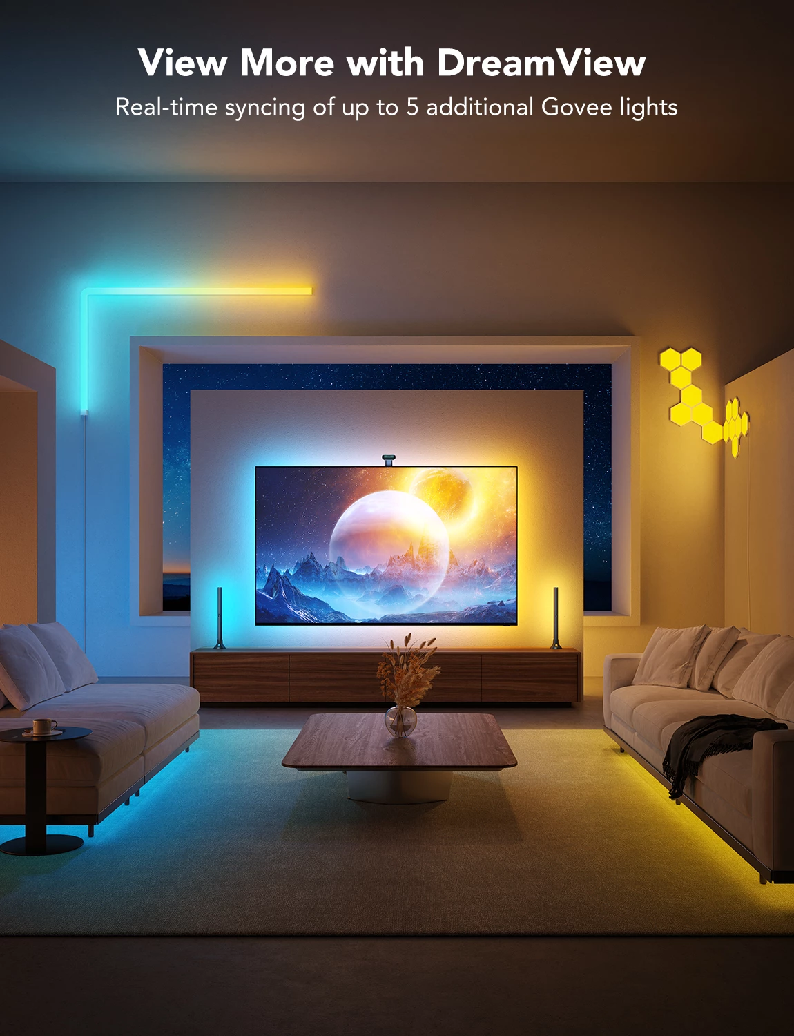 Ndriçim prapa TV Govee Envisual TV Backlight T2, për 75-85\", RGB, set me kamerë