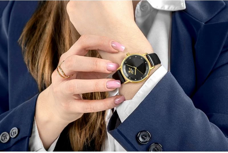 Orë dore femra Giewont GW4130-A4, e zezë dhe e artë, set