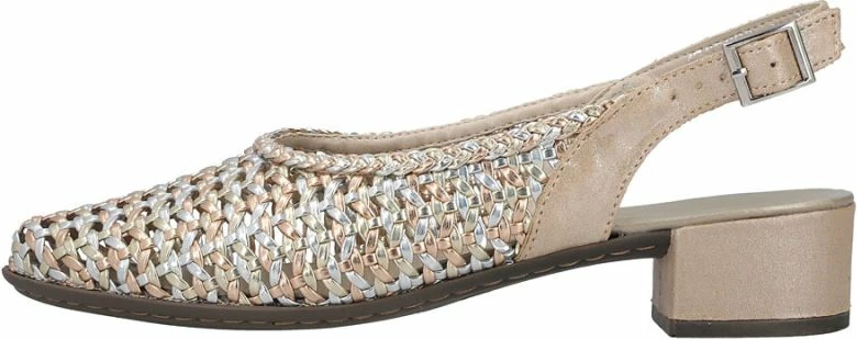 Sandale femra Rieker 47078-90, bezh metalike
