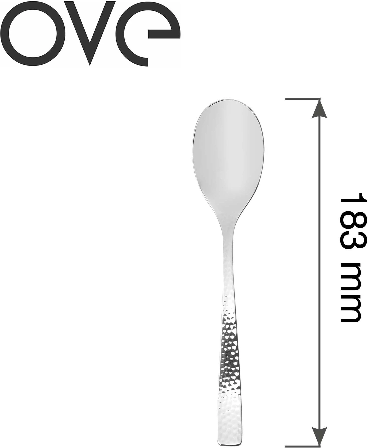 Lugë ëmbëlsire OVE Veneto 183 mm, çelik inox 18/10, set 12 copë, argjend