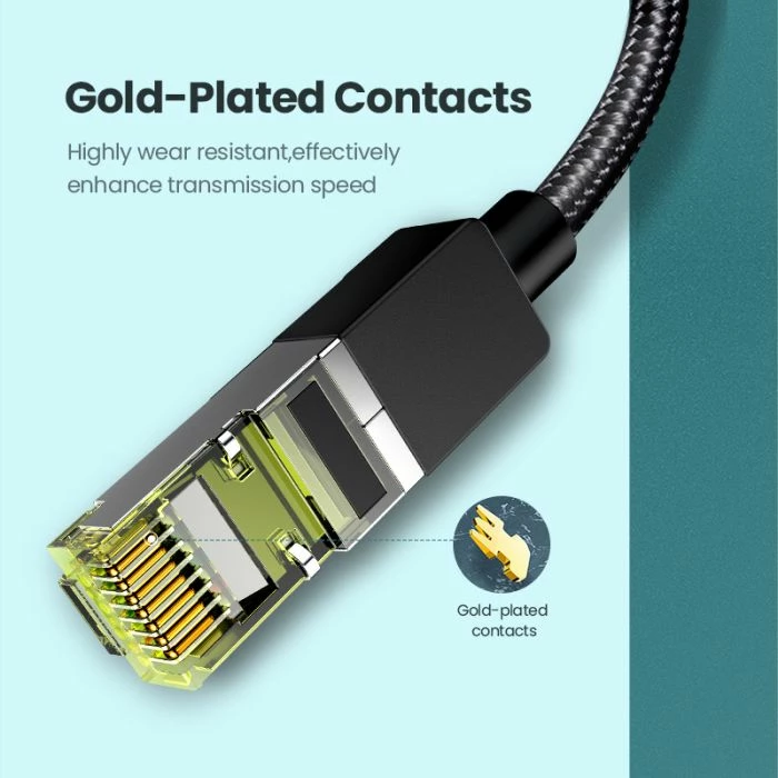 Kabllo Ethernet UGREEN 80421 Cat7 F/FTP RJ45 1m e zezë