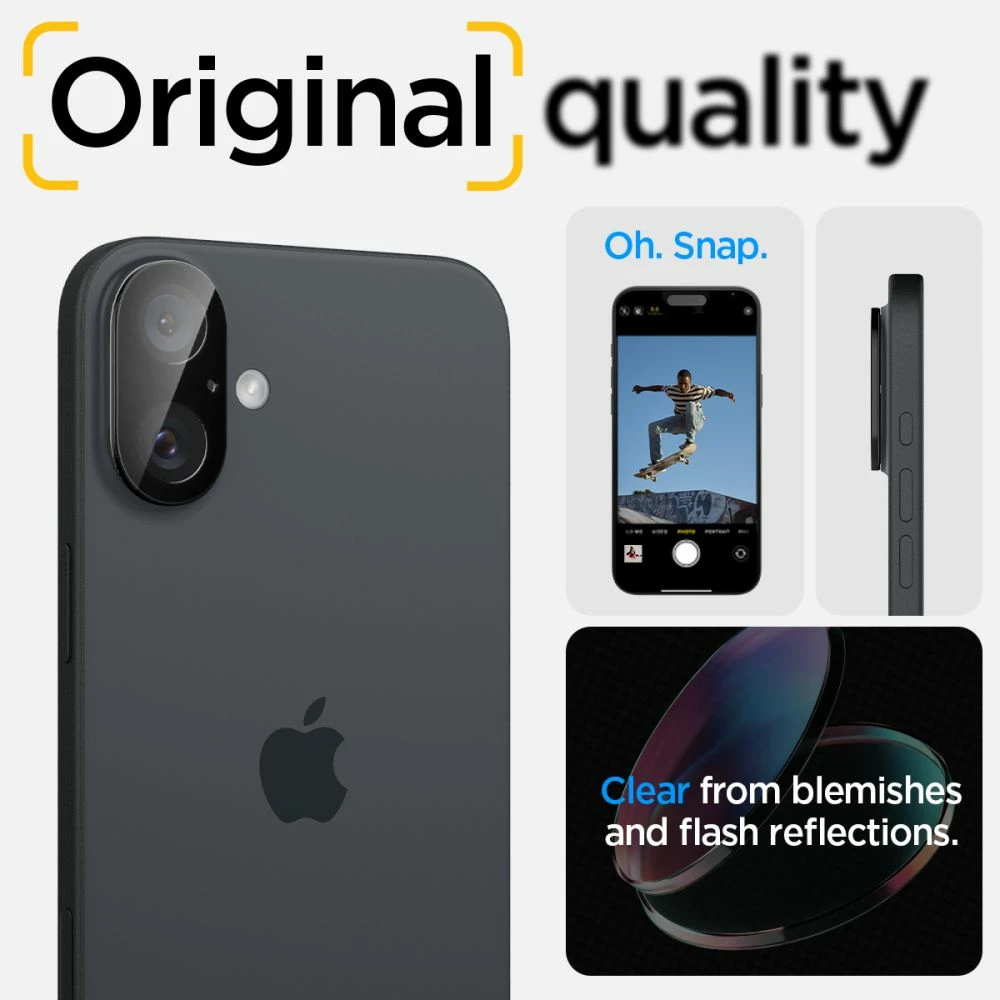 Mbrojtës lente kamere Spigen Optik Glas.Tr për iPhone 16/16 Plus, 2 copë, zi