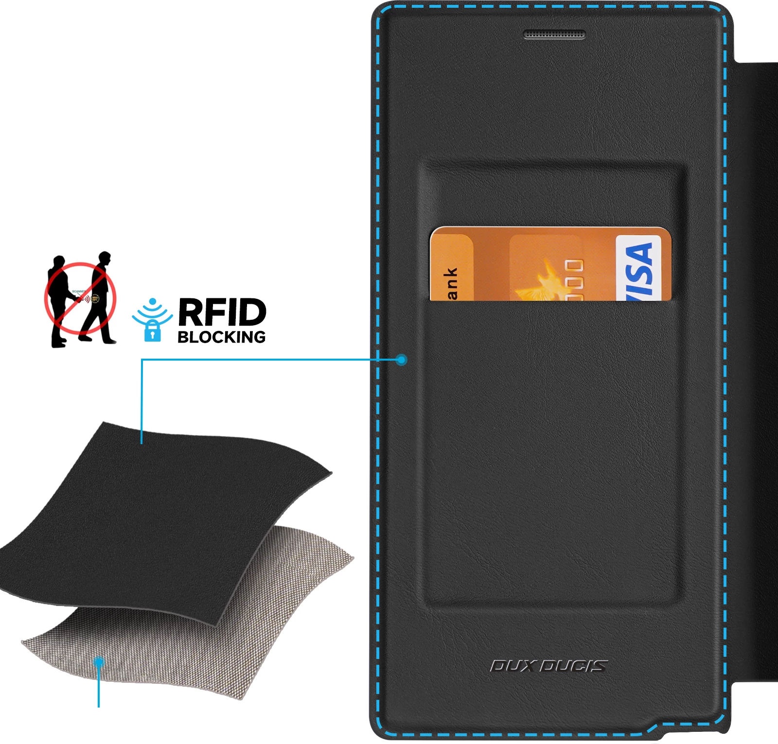 Mbështjellës Dux Ducis Skin X Pro për Samsung Galaxy S24 Ultra me unazë magnetike dhe kapak, e zezë