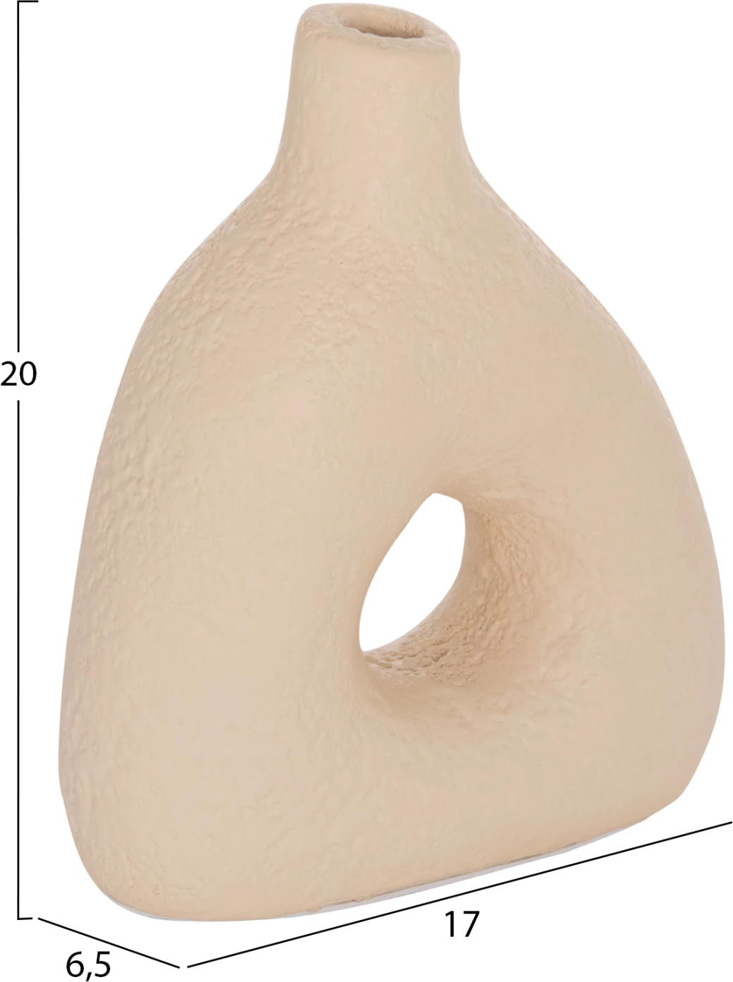 Vazo dekorative tavoline, terrakotë, ngjyrë krem e bardhë, DECANT FH4667.02M, 17x6.5x20cm