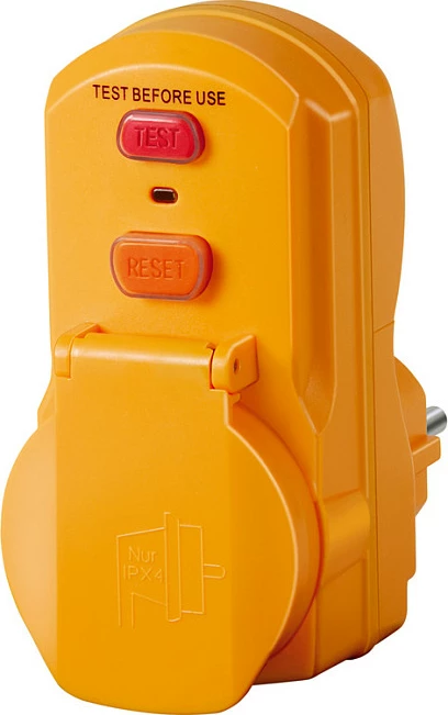 Adaptër prizë me RCD Brennenstuhl 1290660, 16A, 230V, IP54, Tip A, e verdhë