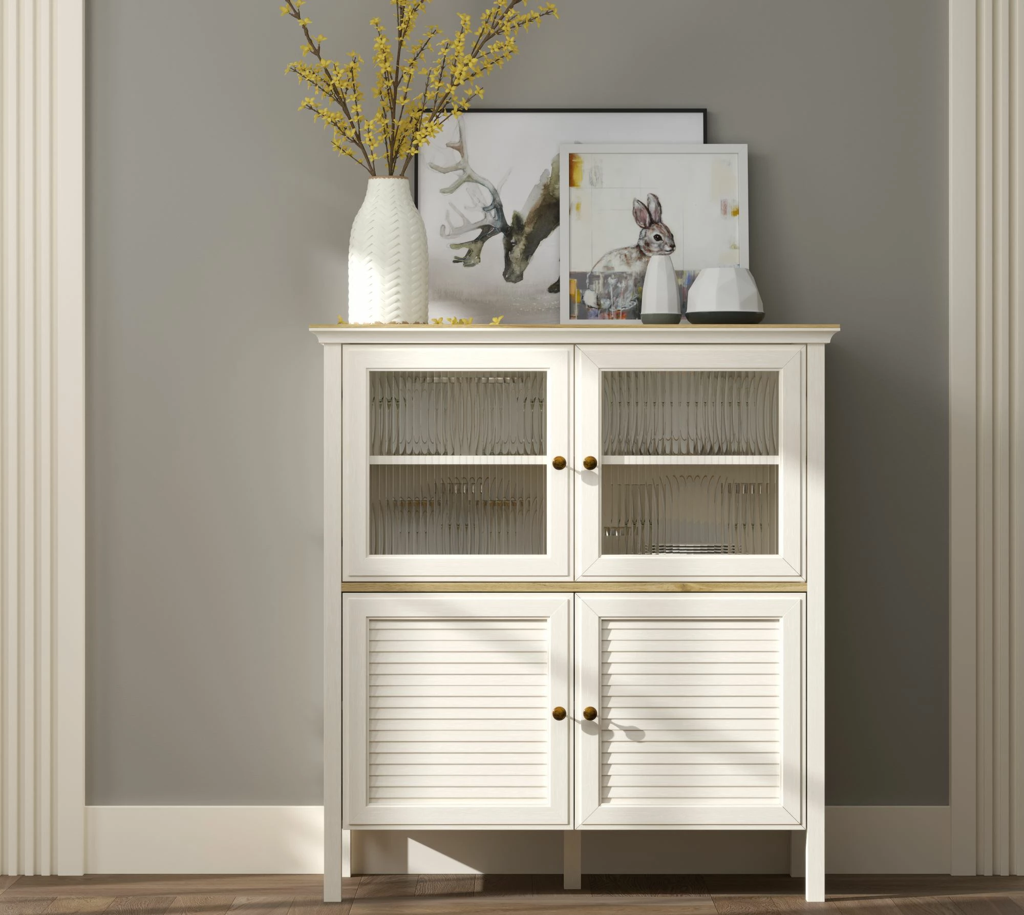 Dollap multifunksional, ngjyrë krem dhe lis, FRN-21022