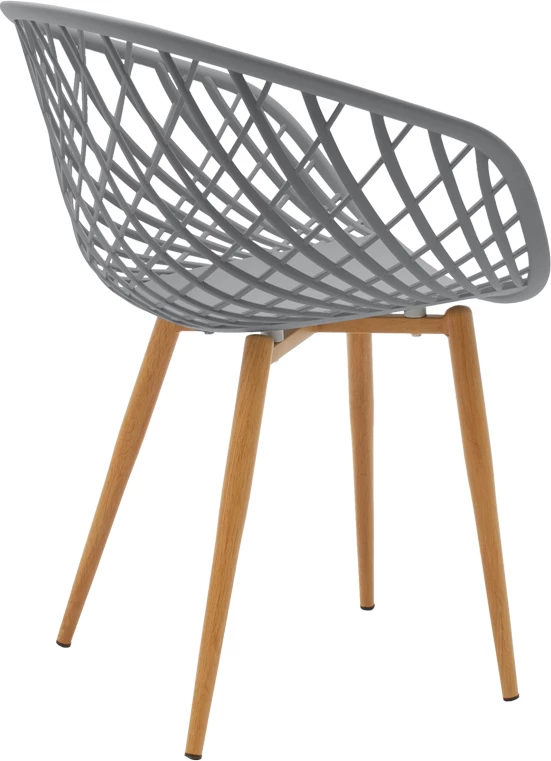 Tavolinë me karrige, ngjyrë gri-bardhë, këmbë natyrale, 80x80x76cm